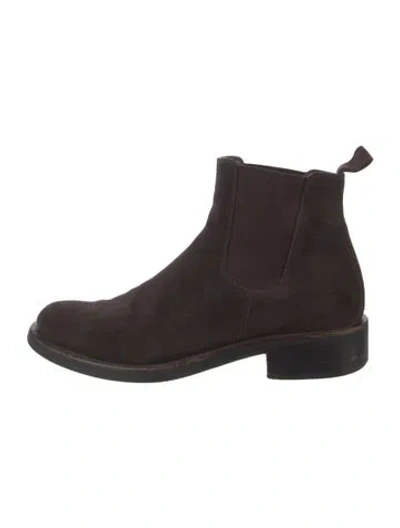 Pre-owned Giorgio Armani Suede Chelsea Boots In Brown