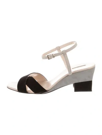 Pre-owned Giorgio Armani Suede Colorblock Pattern Sandals In Multi