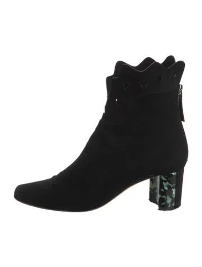 Pre-owned Giorgio Armani Suede Combat Boots In Black