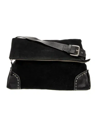 Pre-owned Giorgio Armani Suede Crossbody Bag In Black