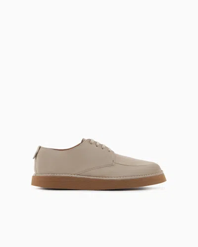 Giorgio Armani Suede Derby Shoes In Beige