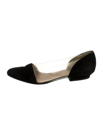 Pre-owned Giorgio Armani Suede D'orsay Flats In Black