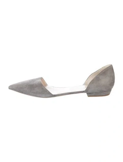 Pre-owned Giorgio Armani Suede D'orsay Flats In Gray