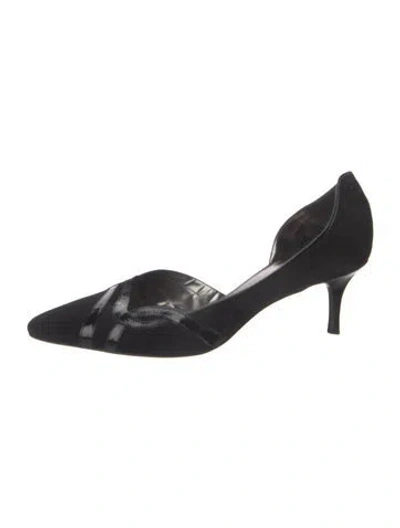 Pre-owned Giorgio Armani Suede D'orsay Pumps In Black