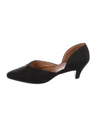 Pre-owned Giorgio Armani Suede D'orsay Pumps In Black