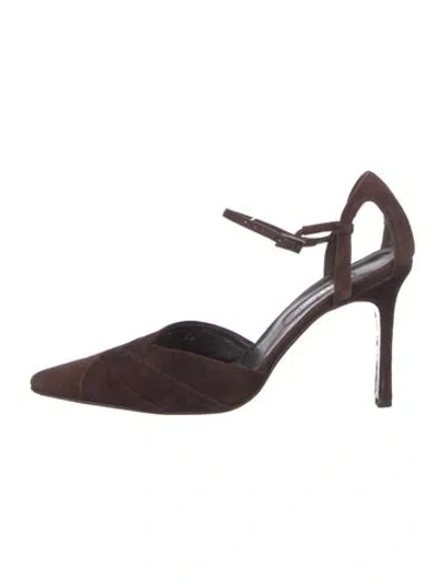 Pre-owned Giorgio Armani Suede D'orsay Pumps In Burgundy
