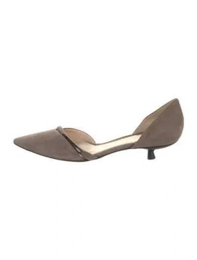 Pre-owned Giorgio Armani Suede D'orsay Pumps In Gray