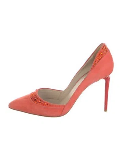 Pre-owned Giorgio Armani Suede D'orsay Pumps In Orange