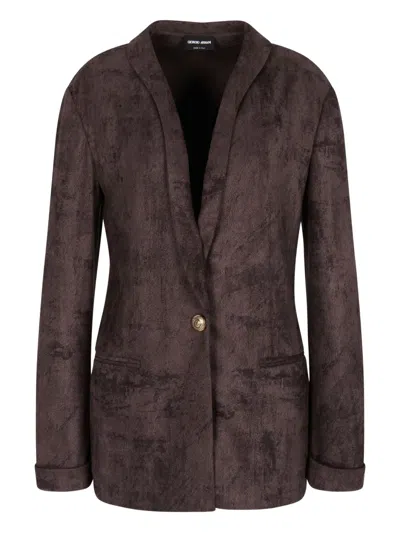 GIORGIO ARMANI SUEDE-EFFECT BLAZER