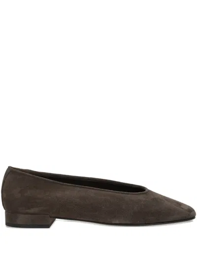 Giorgio Armani Suede Flat Pumps In Brown
