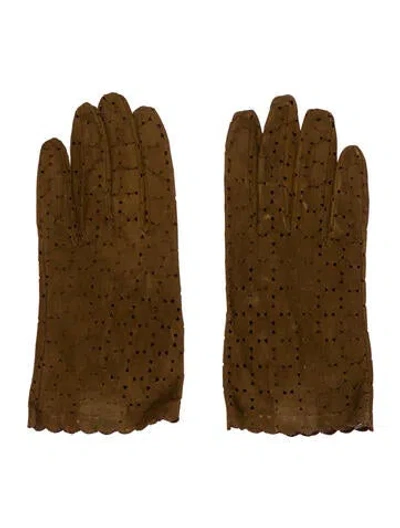 Pre-owned Giorgio Armani Suede Gloves In Brown