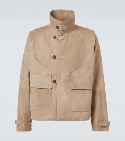 Giorgio Armani Suede Jacket In Beige
