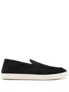 Giorgio Armani Almond Toe Leather Sneaker With Braid Detailing In 黑色