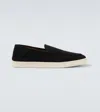 Giorgio Armani Almond Toe Leather Sneaker With Braid Detailing In Black