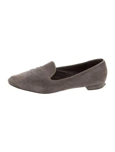 Pre-owned Giorgio Armani Suede Loafers In Gray