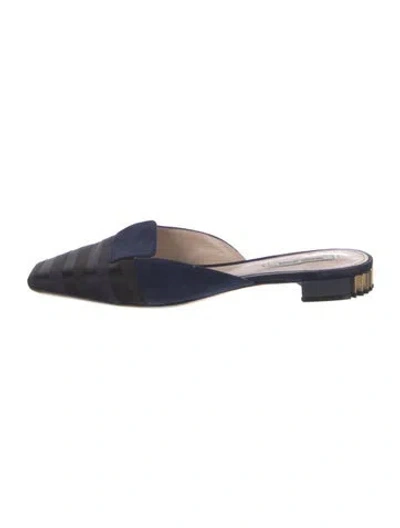 Pre-owned Giorgio Armani Suede Mules In Blue