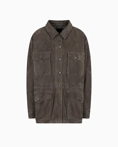 Giorgio Armani Suede Oversized Pea Coat