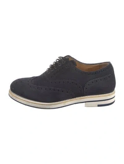Pre-owned Giorgio Armani Suede Oxfords In Blue