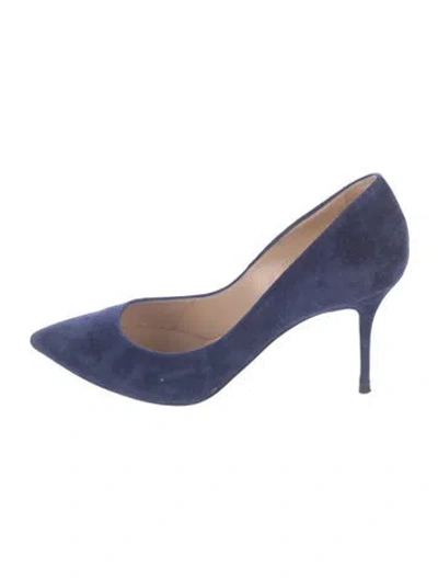Pre-owned Giorgio Armani Suede Pumps In Blue