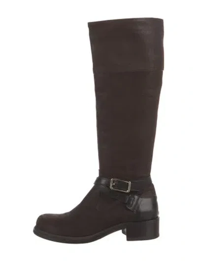 Pre-owned Giorgio Armani Suede Riding Boots In Brown