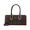 Giorgio Armani Suede Shoulder Bag In Brown