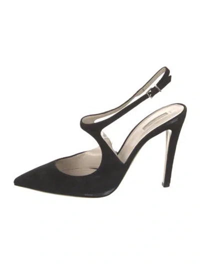 Pre-owned Giorgio Armani Suede Slingback Pumps In Black