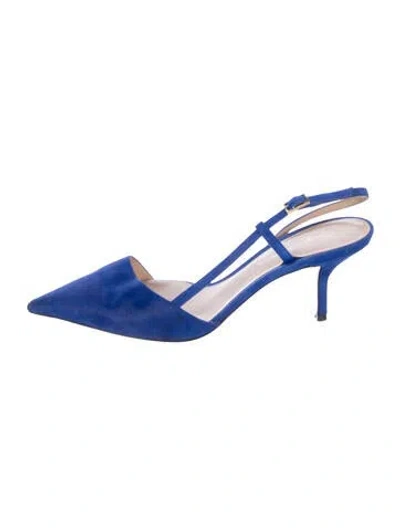 Pre-owned Giorgio Armani Suede Slingback Pumps In Blue