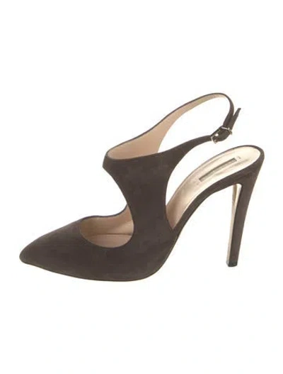 Pre-owned Giorgio Armani Suede Slingback Pumps In Brown
