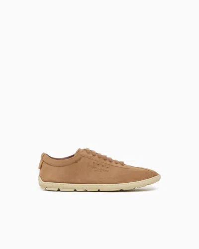 Giorgio Armani Suede Sneakers In Brown