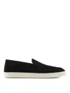 Giorgio Armani Almond Toe Leather Sneaker With Braid Detailing In Negro