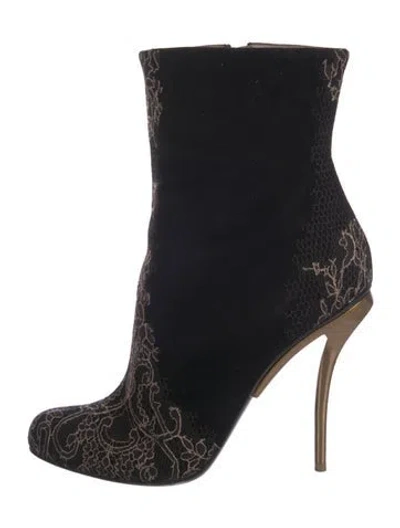 Pre-owned Giorgio Armani Suede Sock Boots In Black