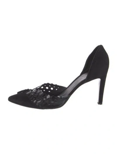 Pre-owned Giorgio Armani Suede Tassel Accents D'orsay Pumps In Black