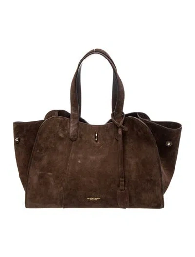 Pre-owned Giorgio Armani Suede Tote In Brown