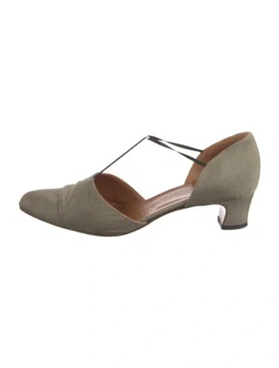 Pre-owned Giorgio Armani Suede T-strap Pumps In Multicolor