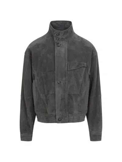 Giorgio Armani Stand Collar Jacket Chest And Side Pockets In Gray