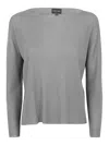 Giorgio Armani Long Sleeves Boat Neck Sweater In Grey