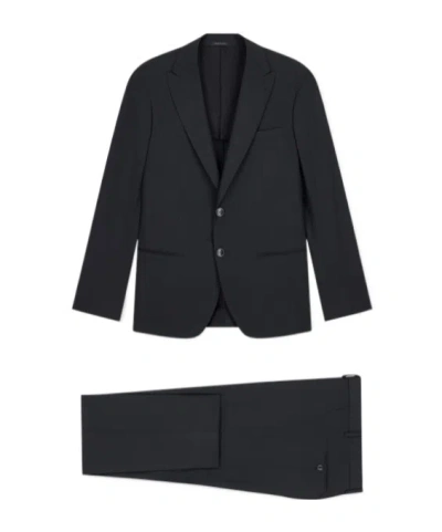 Giorgio Armani Suit Slim-fit In Lightweight Sustainable Virgin Wool In Black