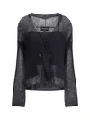 Giorgio Armani Women Double-breasted Cardigan And Top In A Wool And Mohair Blend Twin-set In Blue