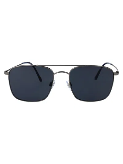 Giorgio Armani Matte Gunmetal Steel Sunglasses In Black