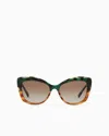 Giorgio Armani Logo-print Cat-eye Frame Sunglasses In Green