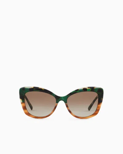 Giorgio Armani Logo-print Cat-eye Frame Sunglasses In Green
