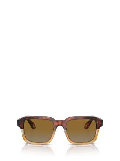 Giorgio Armani Tinteds-lens Rectangle-frame Sunglasses In Red Havana / Honey Havana