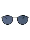 Giorgio Armani Matte Gunmetal Metal Sunglasses In Blue