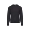 Giorgio Armani Crew Neck Sweater In Virgin Wool In Black