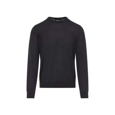 Giorgio Armani Virgin Wool Crewneck Sweater In Schwarz