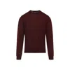 Giorgio Armani Crew Neck Wool Sweater In Burgundy