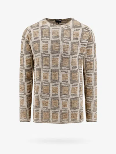 Giorgio Armani Linen-wool Blend Sweater In Beige