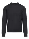 Giorgio Armani Crew Neck Sweater In Virgin Wool In Black