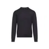 Giorgio Armani Crew Neck Sweater In Virgin Wool In Black