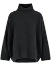 Giorgio Armani High Neck Cashmere Sweater With Dropped Shoulders In Gray